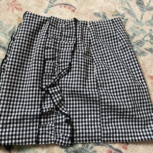 Black & White Gingham Ruffle Mini Skirt